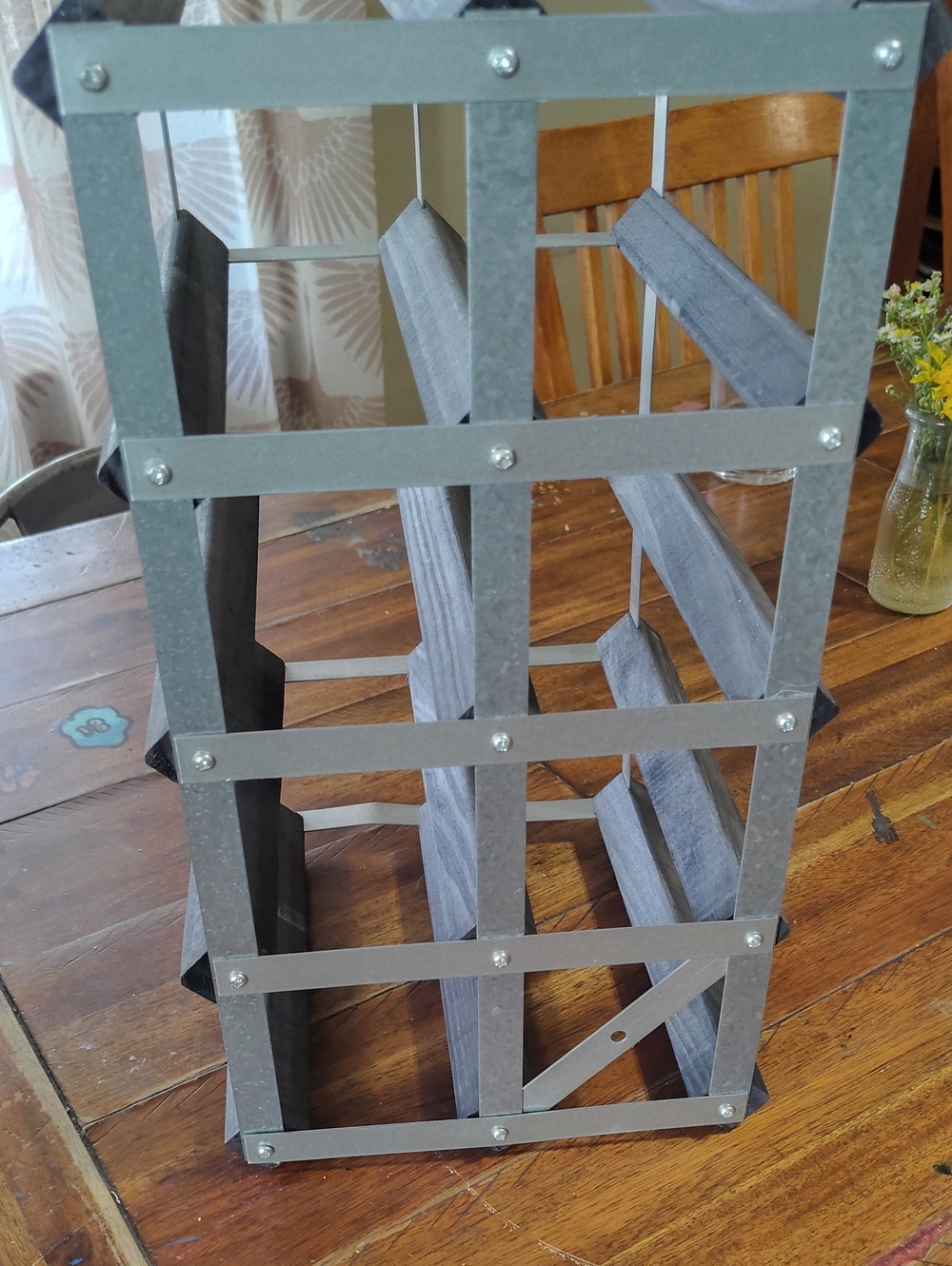 Large Rustic Black and Silver Wine Rack - Picture 4 of 6